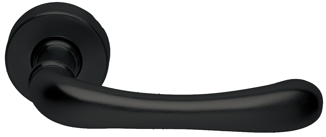 Ручка дверная RING R3-E NERO раздельная на круглой розетке, цвет - черный фото купить Тольятти