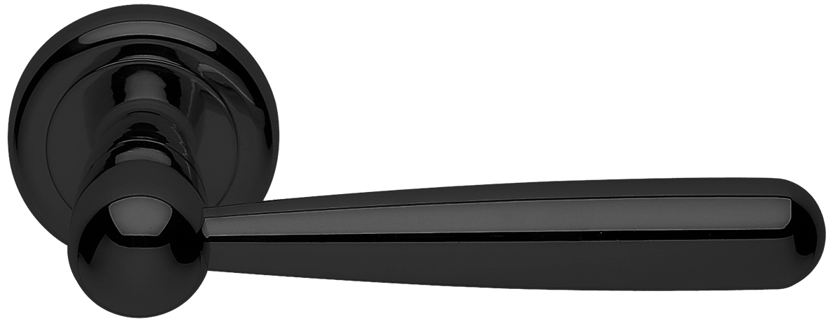 Ручка дверная PINOKKIO R4 NERO раздельная на круглой розетке, цвет - черный фото купить Тольятти