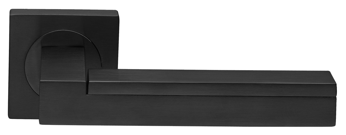 Ручка дверная ISLAND S2 NERO раздельная на квадратной розетке, цвет черный, латунь фото купить в Тольятти