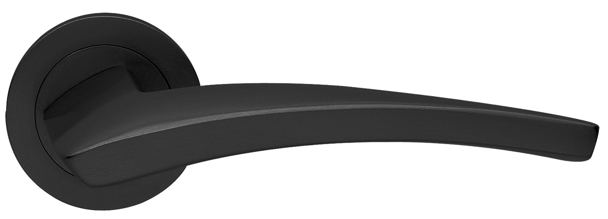 Ручка дверная WIND R2 NERO раздельная на круглой розетке, цвет черный, латунь фото купить в Тольятти