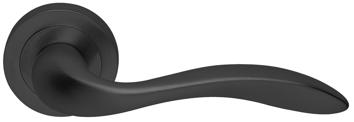 Ручка дверная LEON R2 NERO раздельная на круглой розетке, цвет - черный фото купить в Тольятти