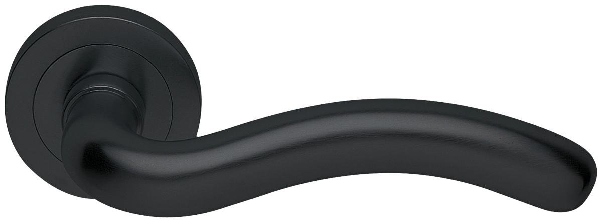 Ручка дверная SNAKE R2 NERO раздельная на круглой розетке, цвет - черный фото купить в Тольятти