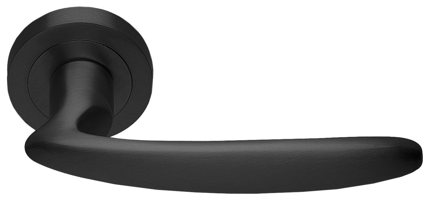 Ручка дверная FLAMINGO R2 NERO раздельная на круглой розетке, цвет черный, латунь фото купить в Тольятти