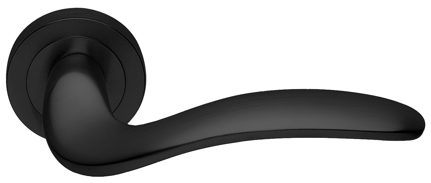 Ручка дверная COBRA R2 NERO раздельная на круглой розетке, цвет - черный фото купить в Тольятти