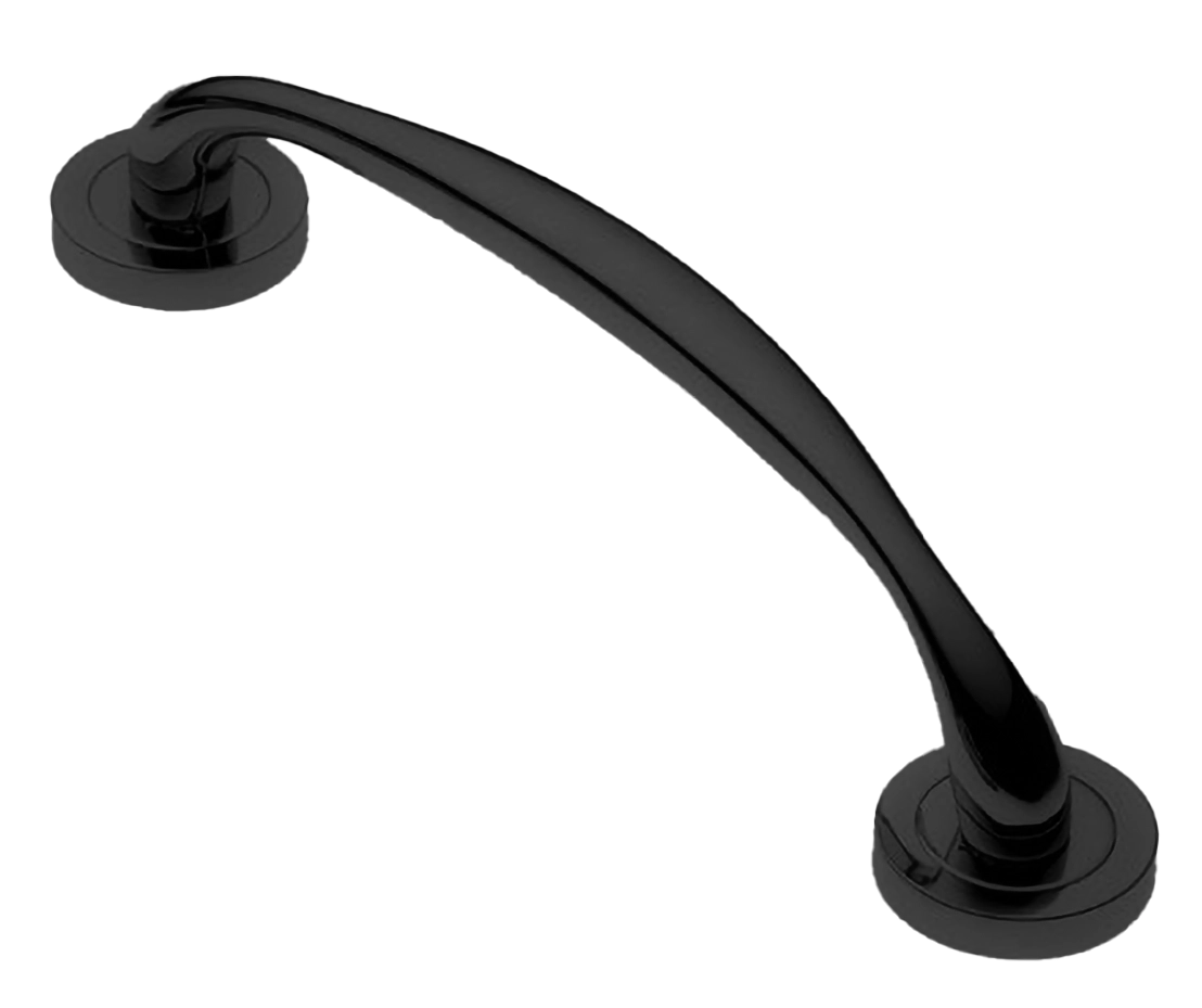 Ручка-скоба дверная LEON PH NERO на круглой розетке, цвет черный, латунь фото купить в Тольятти