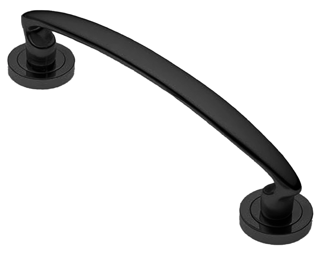 Ручка-скоба дверная FLAMINGO PH NERO на круглой розетке, цвет черный, латунь фото купить в Тольятти