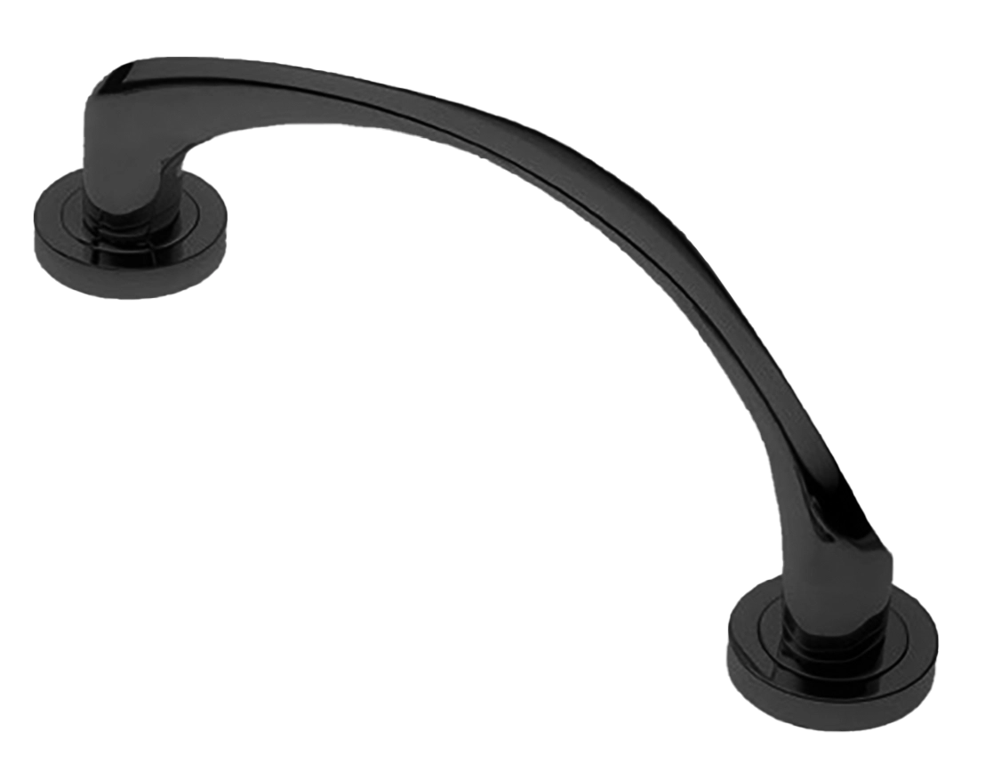 Ручка-скоба дверная COBRA PH NERO на круглой розетке, цвет черный, латунь фото купить в Тольятти