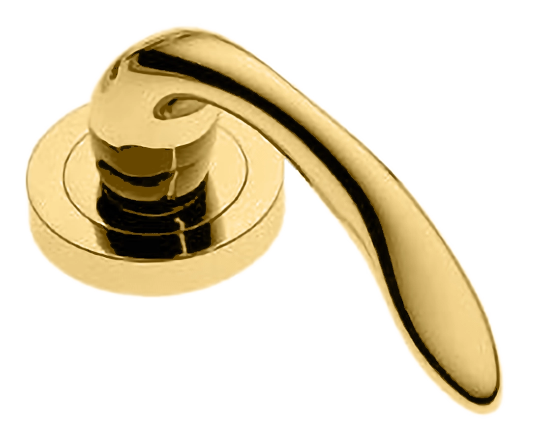 Ручка оконная LEON W1 OTL на прямоугольной розетке, цвет золото, латунь фото купить в Тольятти