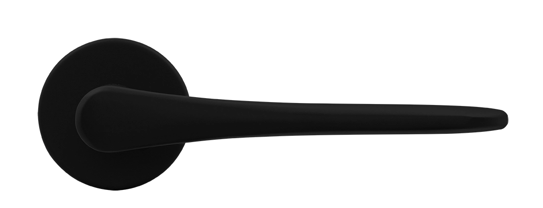 Ручка дверная AULA R5 NERO-ST на круглой розетке, цвет черный soft-touch, ЦАМ фото купить в Тольятти