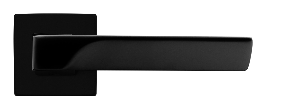 Ручка дверная FIORD S5 NERO-ST на квадратной розетке цвет черный soft-touch, ЦАМ фото купить в Тольятти