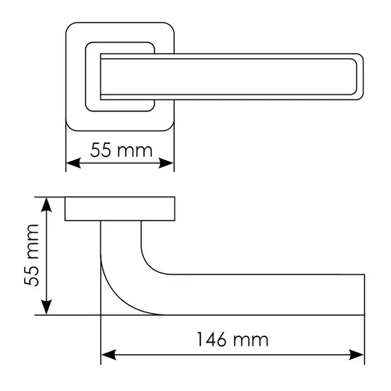 Комплект дверных ручек MH-46 SC/W-S55 + завертка сантехническая MH-WC-S55 SC/CP + защёлка бесшумная 1895P SC + петли врезные универсальные MSN 100X70X2.5-4BB SC (2шт), цвет хром фото купить в Тольятти