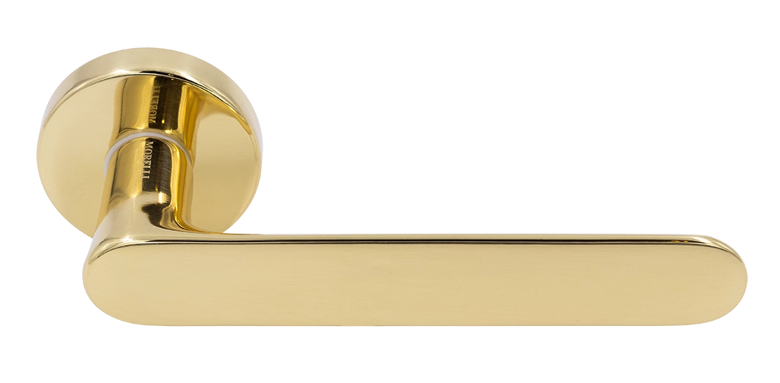 Ручка дверная LE BOAT R5 OTL раздельная на круглой розетке, цвет золото, латунь фото купить Тольятти
