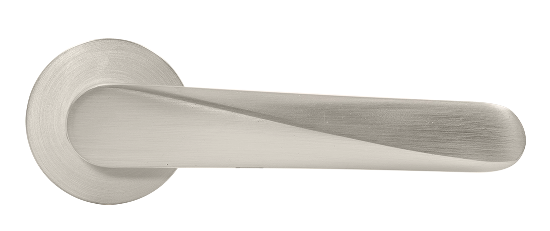 Ручка дверная CAYAN MH-58-R6 MSN раздельная на круглой розетке 6 мм, цвет матовый сатинированный никель, ЦАМ фото купить в Тольятти