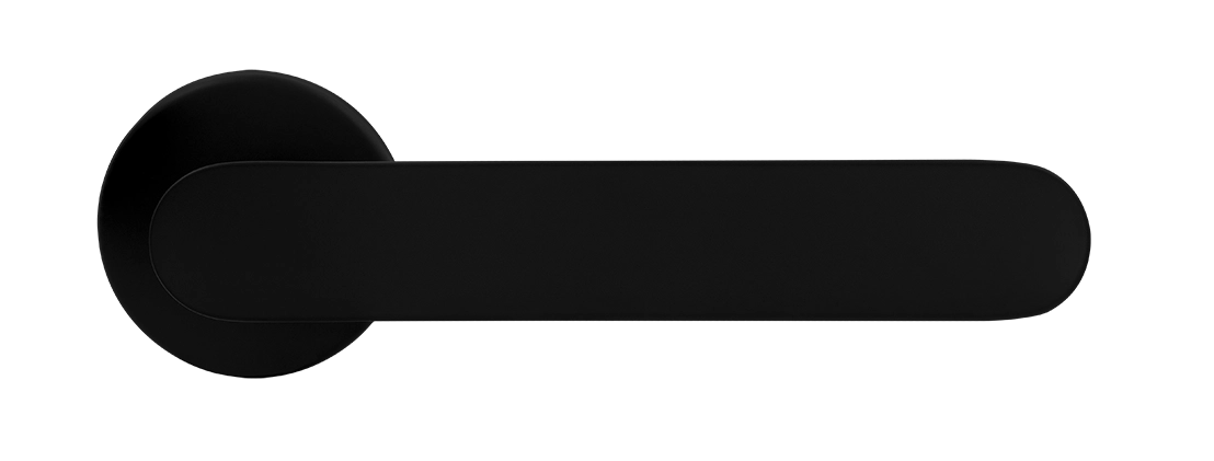 Ручка дверная LE BOAT R5 NERO-ST раздельная на круглой розетке, цвет черный soft-touch, латунь фото купить в Тольятти