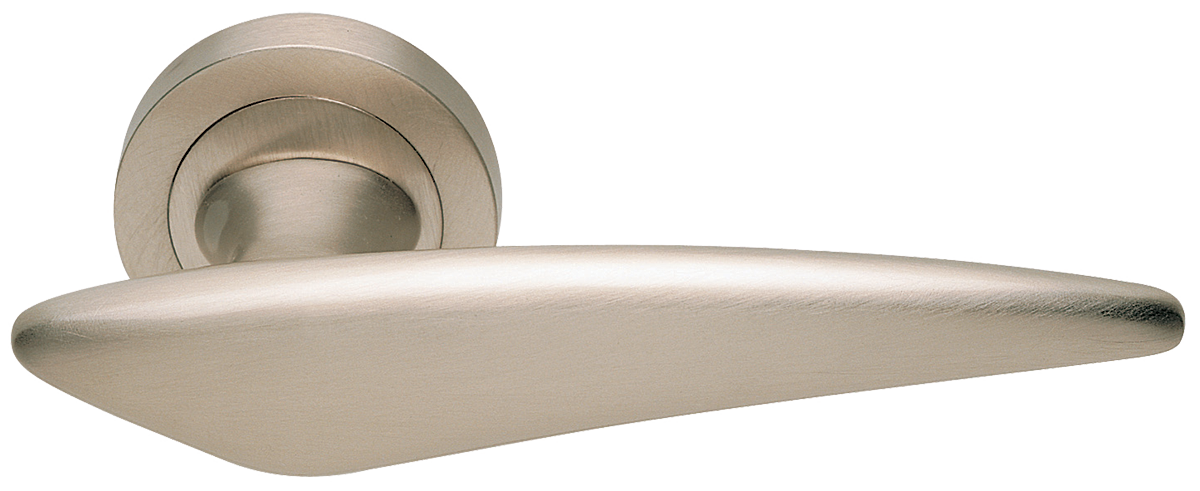 Ручка дверная BOLID R2 NIS раздельная на круглой розетке, цвет матовый никель, латунь фото купить Тольятти