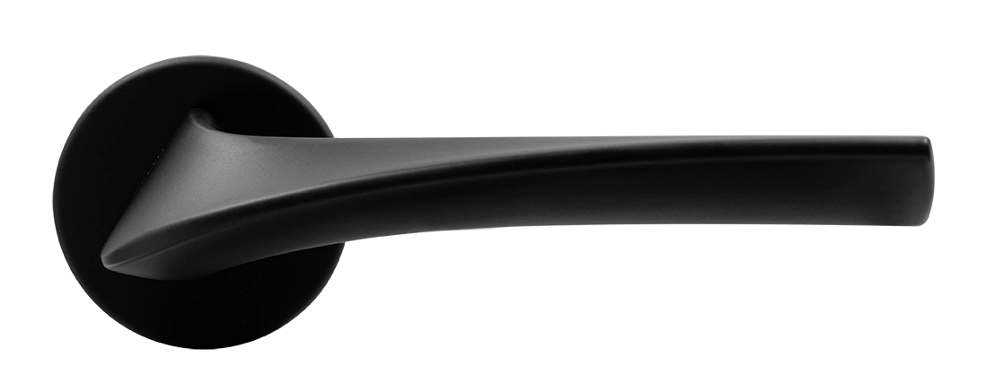 Ручка дверная COMETA R5 NERO-ST на круглой розетке цвет черный soft-touch, ЦАМ фото купить в Тольятти