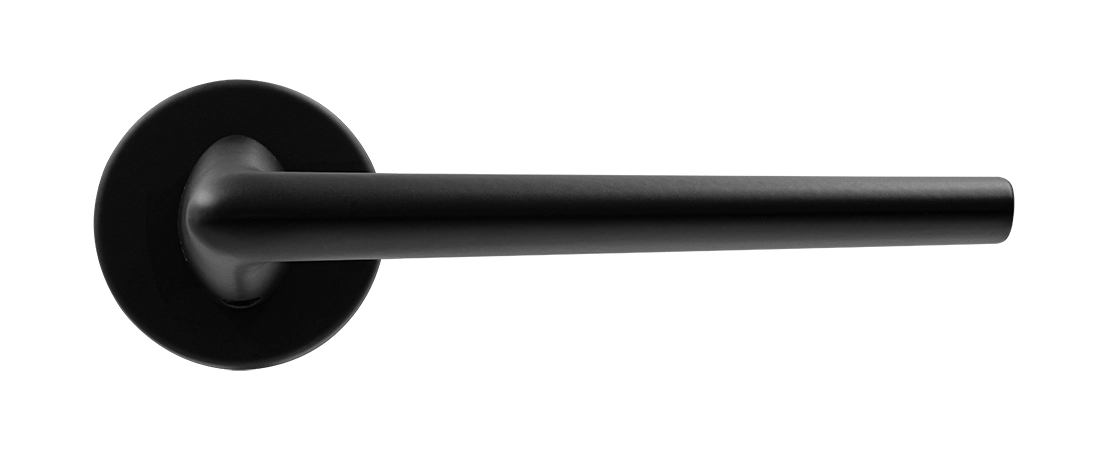 Ручка дверная THE FORCE R5 NERO-ST на круглой розетке, цвет черный soft-touch, ЦАМ фото купить в Тольятти