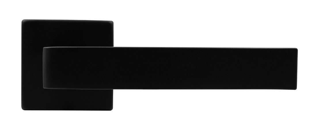 Ручка дверная HORIZONT S5 NERO-ST на квадратной розетке, цвет черный soft-touch, ЦАМ фото купить в Тольятти