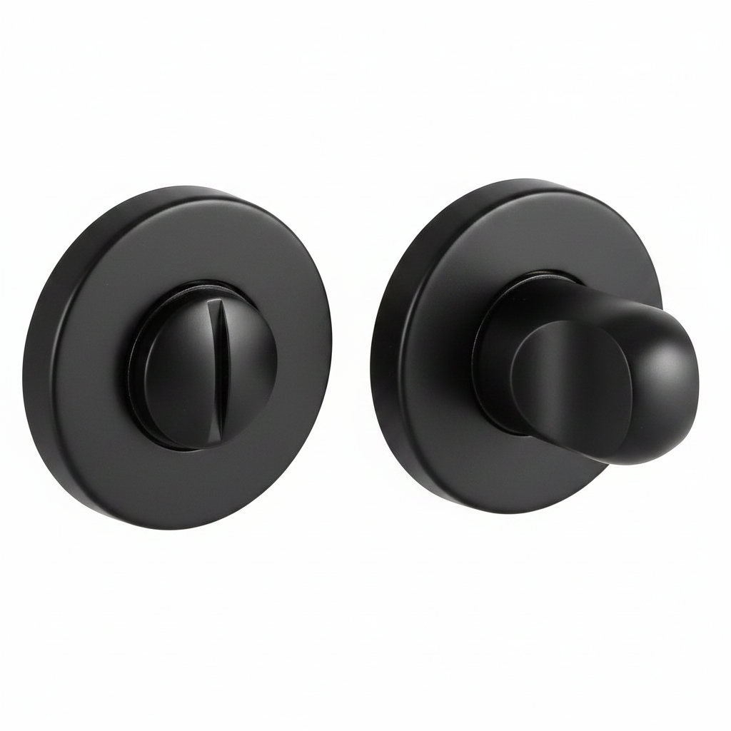 Завертка сантехническая LUX-WC-R3-E NERO-ST на круглой розетке цвет черный soft-touch, ЦАМ фото купить Тольятти