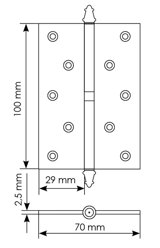 Петля карточная разъемная MSN 100X70X2.5 R COF с подшипником стальная правая, врезная, цвет кофе фото купить в Тольятти