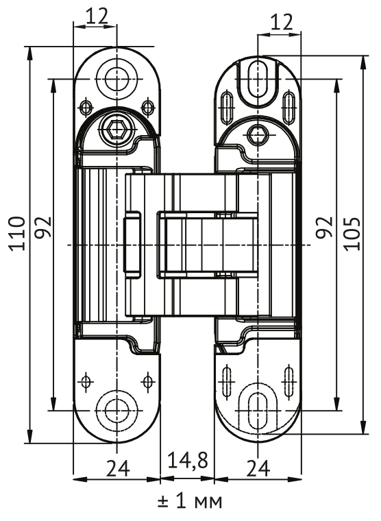 Петля скрытая HH-28 SC врезная с 3D-регулировкой вес полотна до 40 кг, цвет матовый хром фото купить в Тольятти