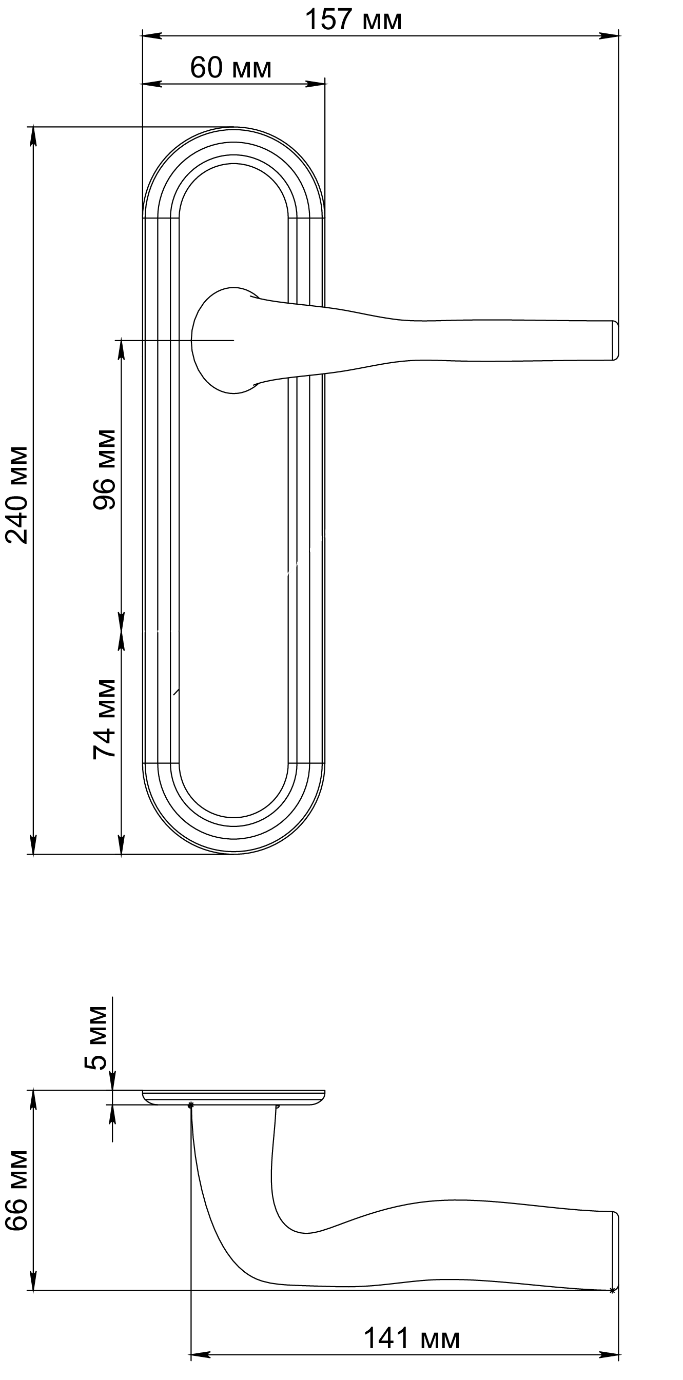 Ручка дверная LVB PLR SST на планке, цвет Летняя гроза/Summer Storm фото фурнитура Тольятти