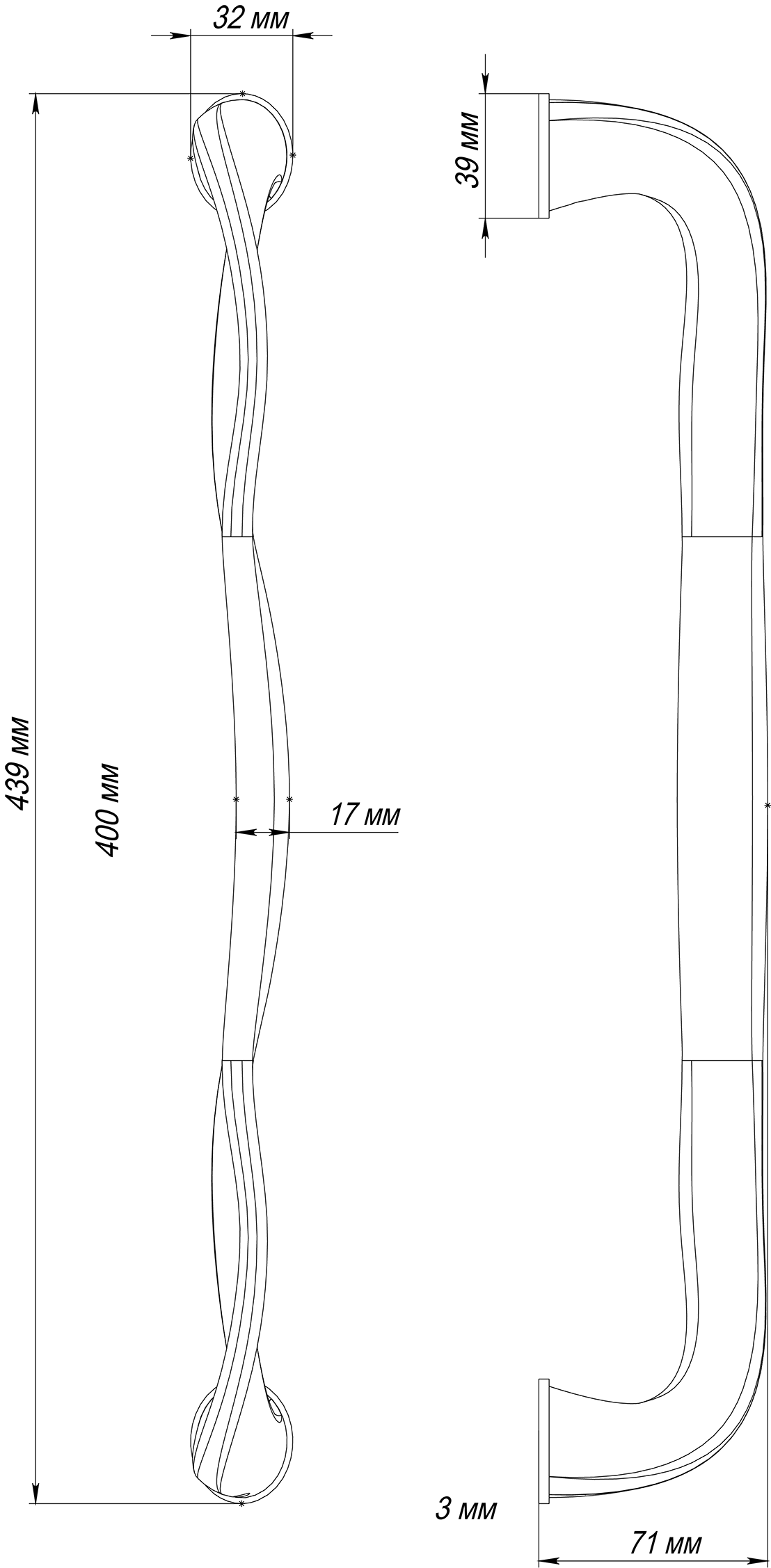 Ручка-скоба SKYSCRAPER PH SST, цвет Летняя гроза/Summer Storm фото купить в Тольятти