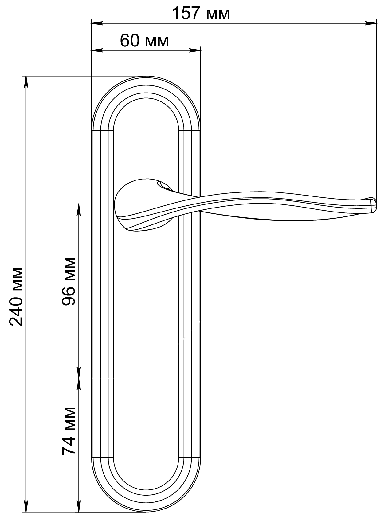 Ручка дверная SKYSCRAPER PLR SST на планке, цвет Летняя гроза/Summer Storm фото фурнитура Тольятти