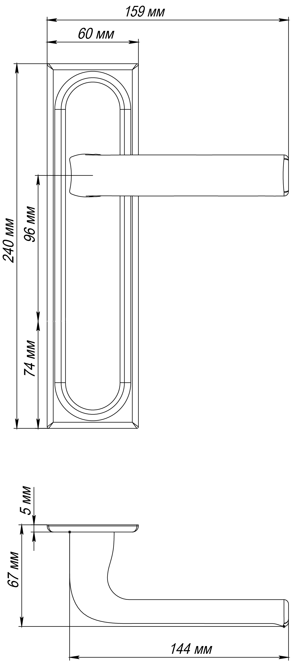 Ручка дверная THE BUS STATION PLS SST на планке, цвет Летняя гроза/Summer Storm фото фурнитура Тольятти