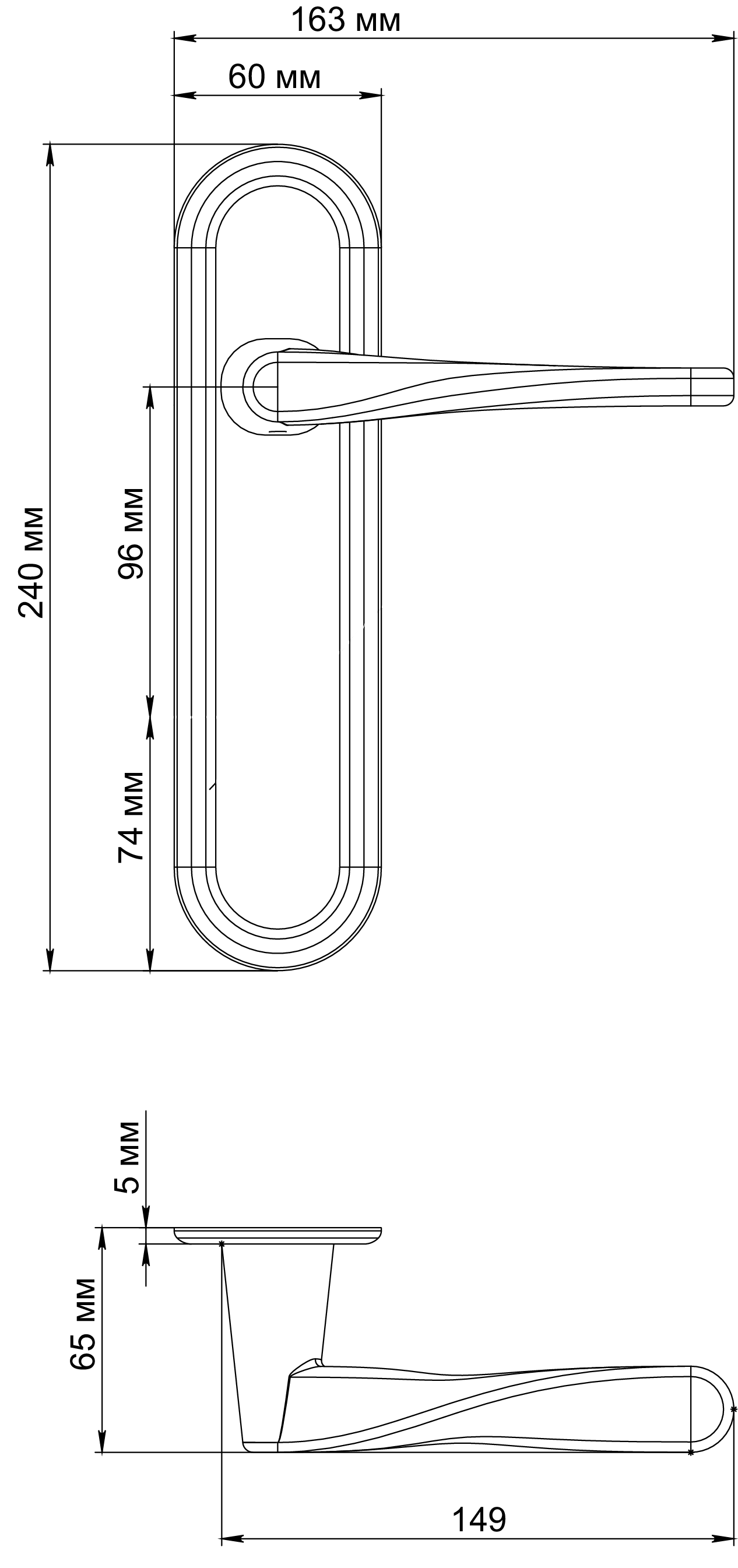 Ручка дверная THE OLYMPICS PLR SST на планке, цвет Летняя гроза/Summer Storm фото фурнитура Тольятти