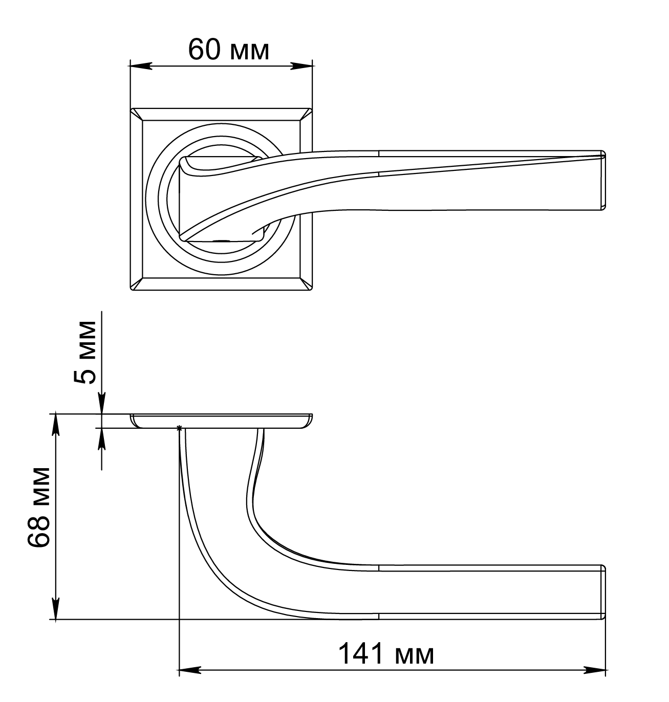 Ручка дверная WD CONCERT HALL S7 SST на квадратной розетке, цвет Летняя гроза/Summer Storm фото фурнитура Тольятти