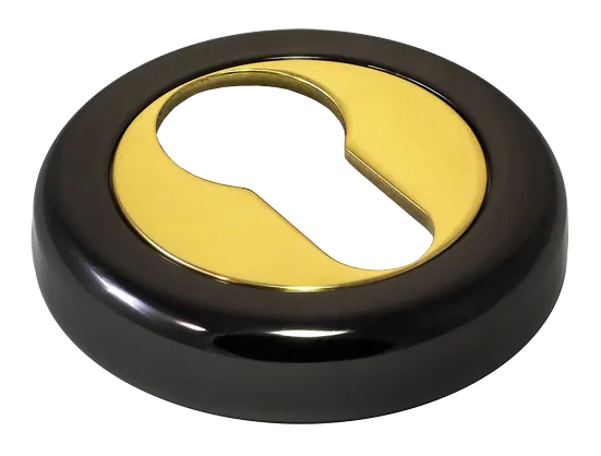 LUX-KH-R4 NNO, накладка на евроцилиндр, цвет - черный хром/золото фото купить Тольятти