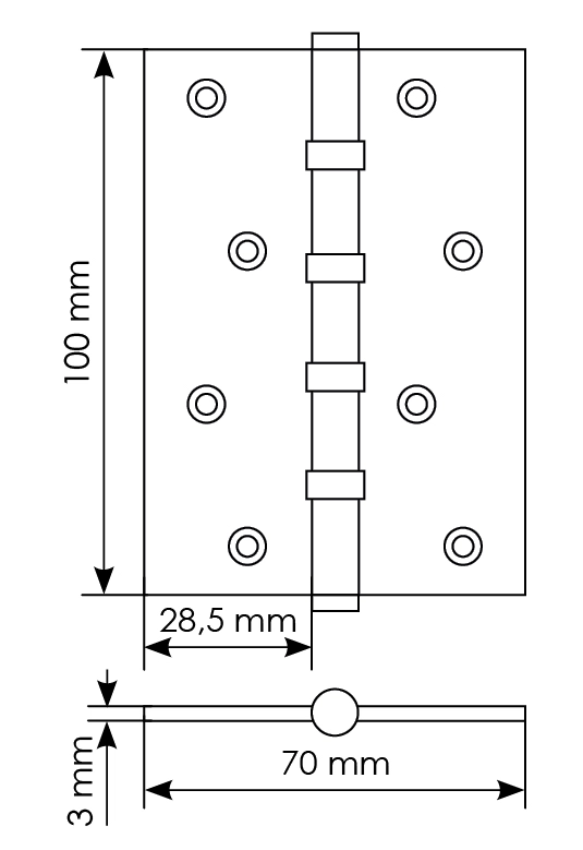 Петля карточная универсальная MBU 100X70X3-4BB COF латунь,врезная,цвет кофе фото купить в Тольятти