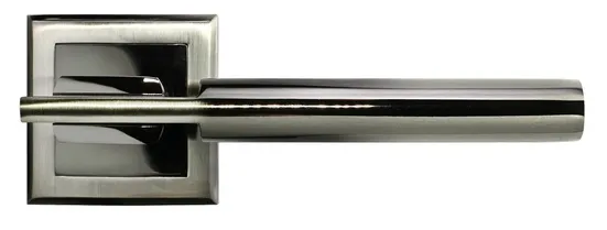 УПОЕНИЕ, ручка дверная MH-13 SN/BN-S, на квадратной накладке, цвет - бел. никель/черн. никель фото купить в Тольятти