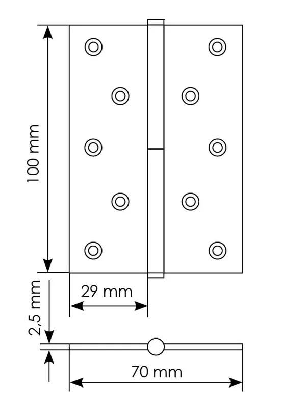 Петля универсальная разъемная MSD 100X70X2.5 AB L стальная левая, врезная, цвет бронза фото купить в Тольятти