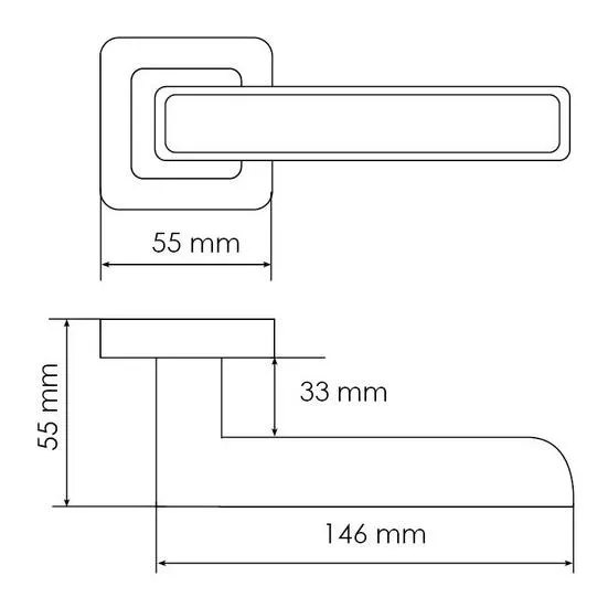 Ручка дверная FLEX MH-44 GR/CP-S55 раздельная на квадратном основании, цвет графит/хром, ЦАМ Light фото купить в Тольятти