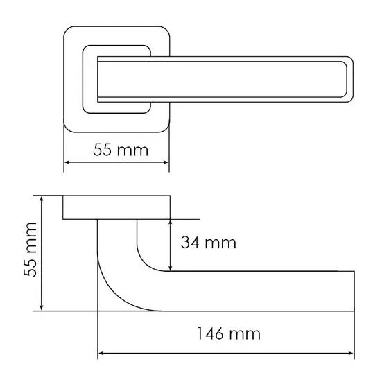 Ручка дверная EON MH-46 GR/CP-S55 раздельная на квадратной розетке, цвет графит/хром, ЦАМ Light фото фурнитура Тольятти