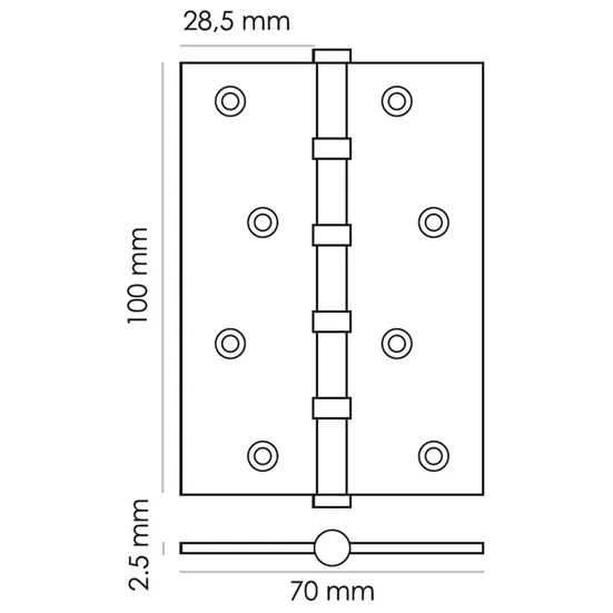 Петля карточная универсальная MS 100X70X2.5-4BB BL, врезная, цвет черный, сталь фото купить в Тольятти