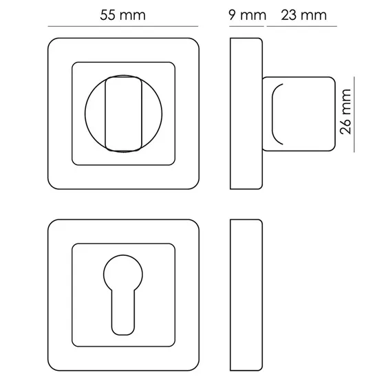 Завертка сантехническая MH-WC-S55 GR/PC квадратная цвет графит/хром фото купить в Тольятти